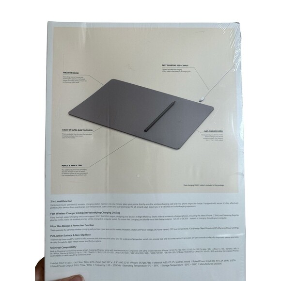 Pout Hand 3 Pro Wireless Charging Mouse Pad Qi-Enabled Fast Charger Desk Mat - Picture 6 of 8